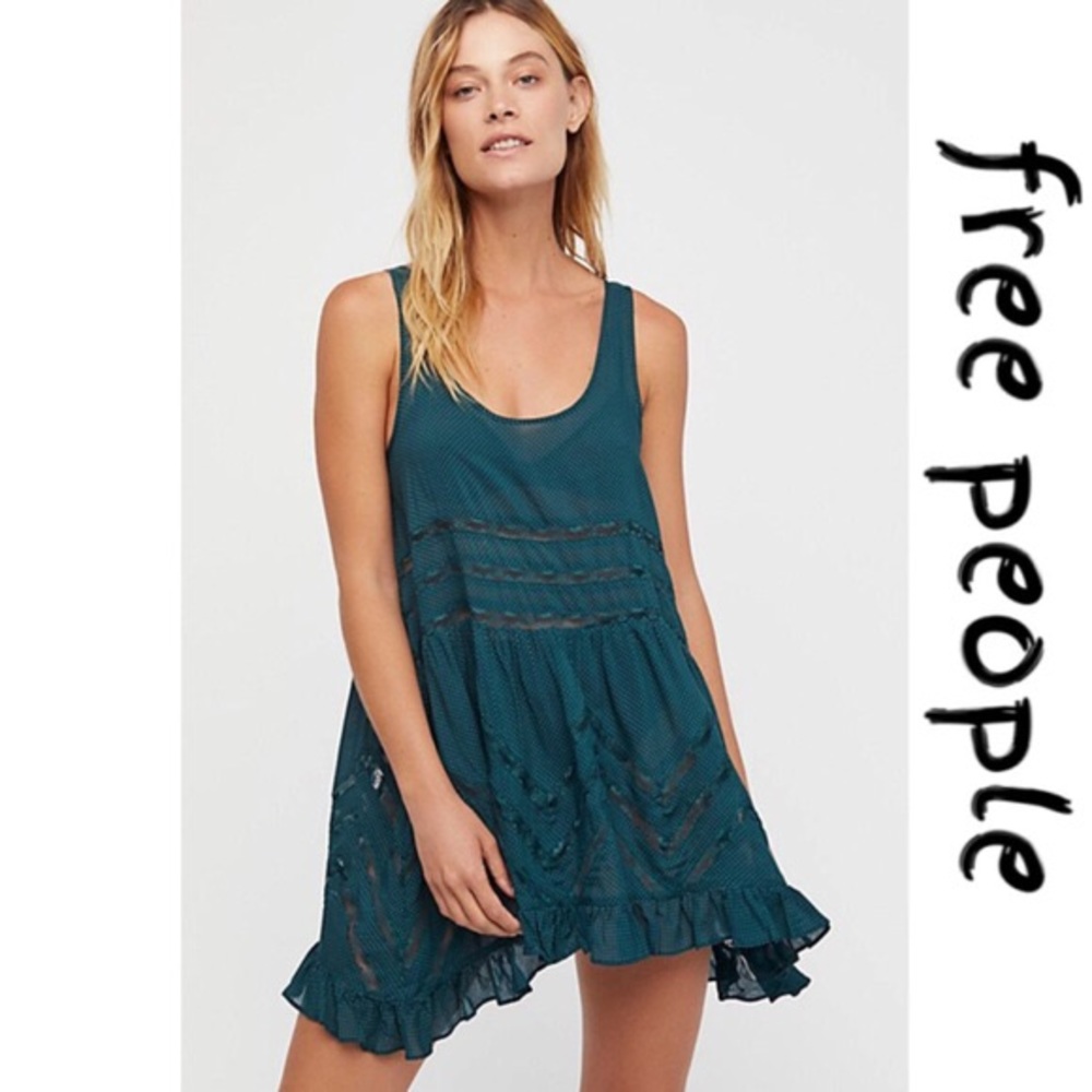 Free People Turquoise Trapeze Slip